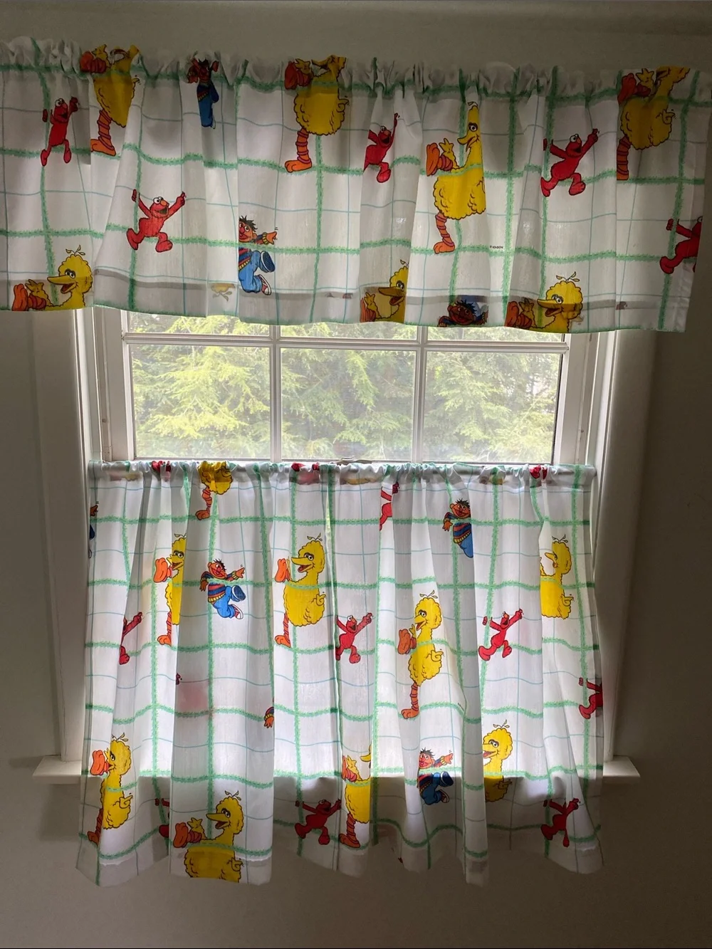 VTG ‘97 Sesame Street Bedsheet Curtains